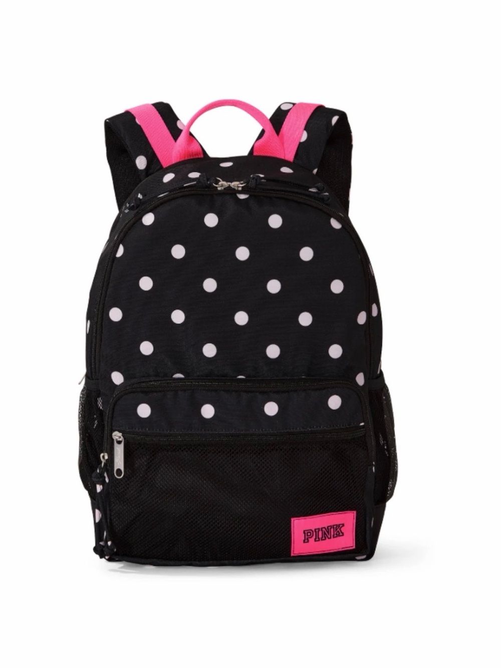 NWT Victoria's Secret PINK Campus Backpack 18L Black Polka Dot Pink Bookbag